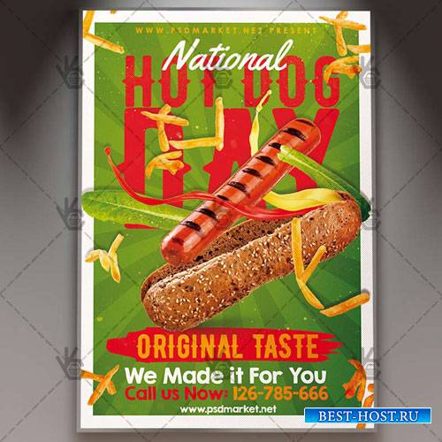 National Hot Dog Day Flyer - PSD Template