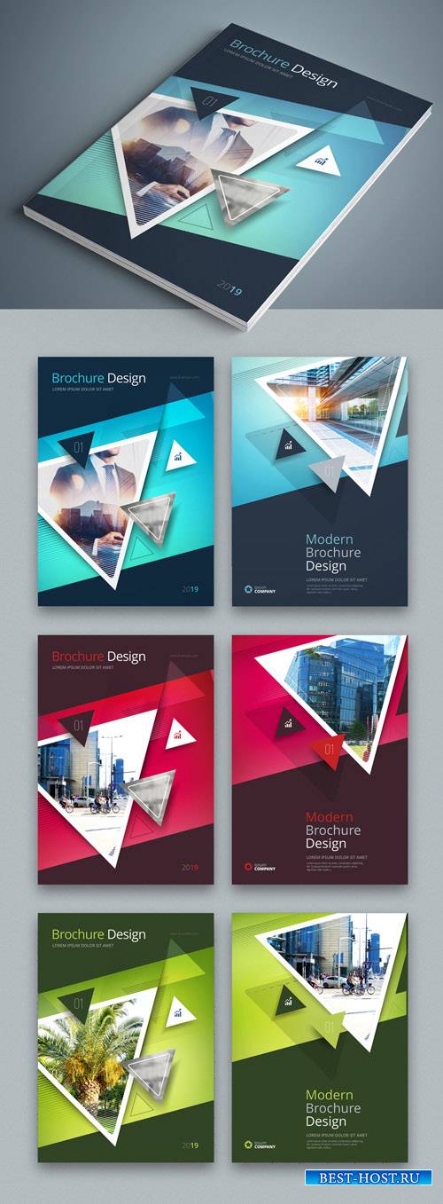 Teal Business Report Cover Layouts with Triangles 246236838