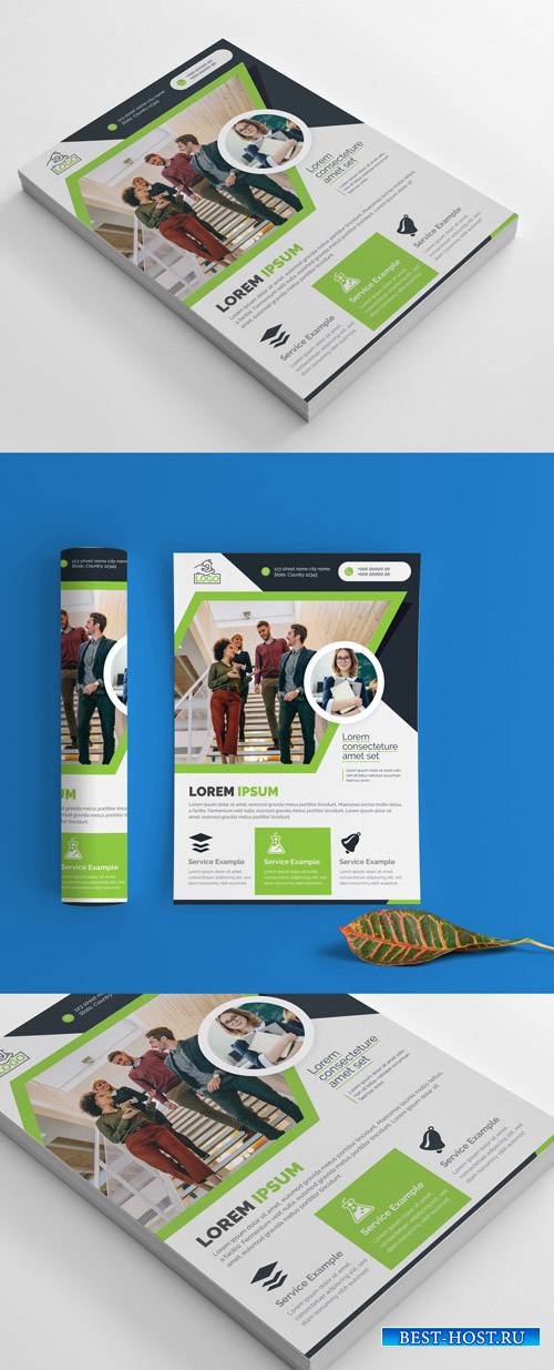 Flyer Layout with Green Elements 266786790