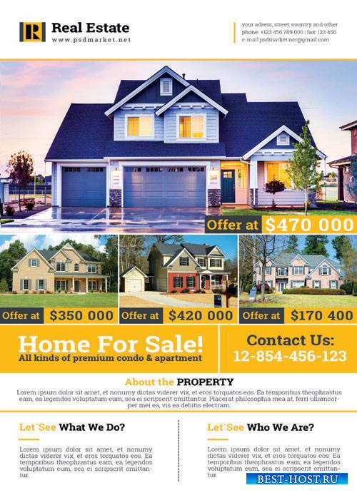 REAL ESTATE – A4 FLYER PSD TEMPLATE + INDESIGN