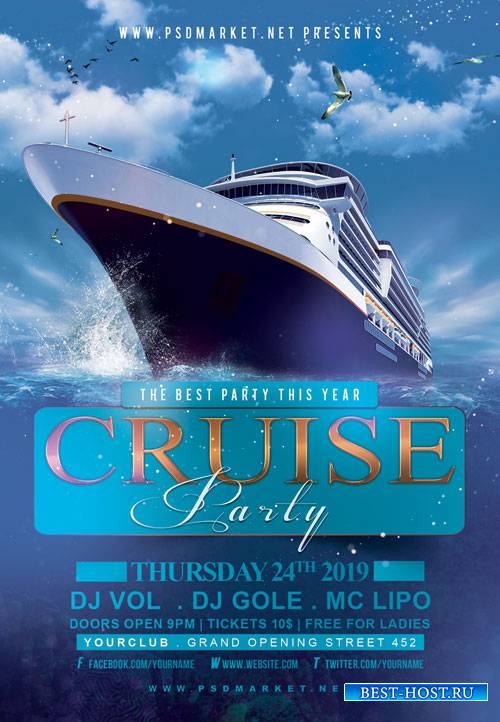 Cruise Party Night Flyer – PSD Template