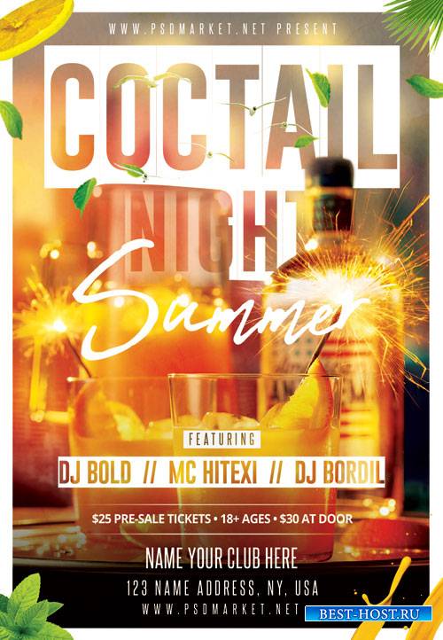 Cocktail Night Flyer – PSD Template