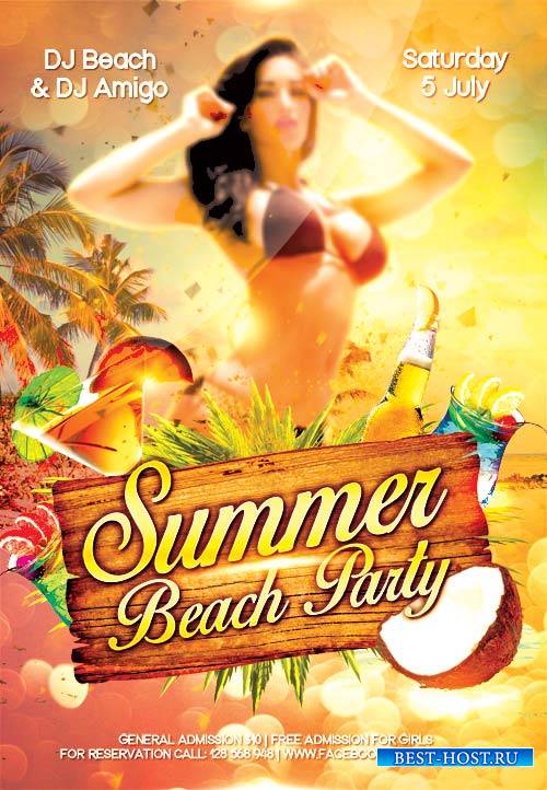 Summer Beach Party 3 psd flyer template