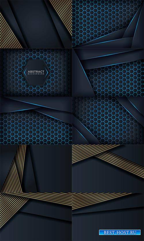 Тёмные фоны с линиями в векторе / Dark backgrounds with lines in vector