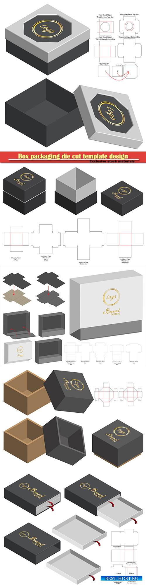 Box packaging die cut template design, 3d mock-up