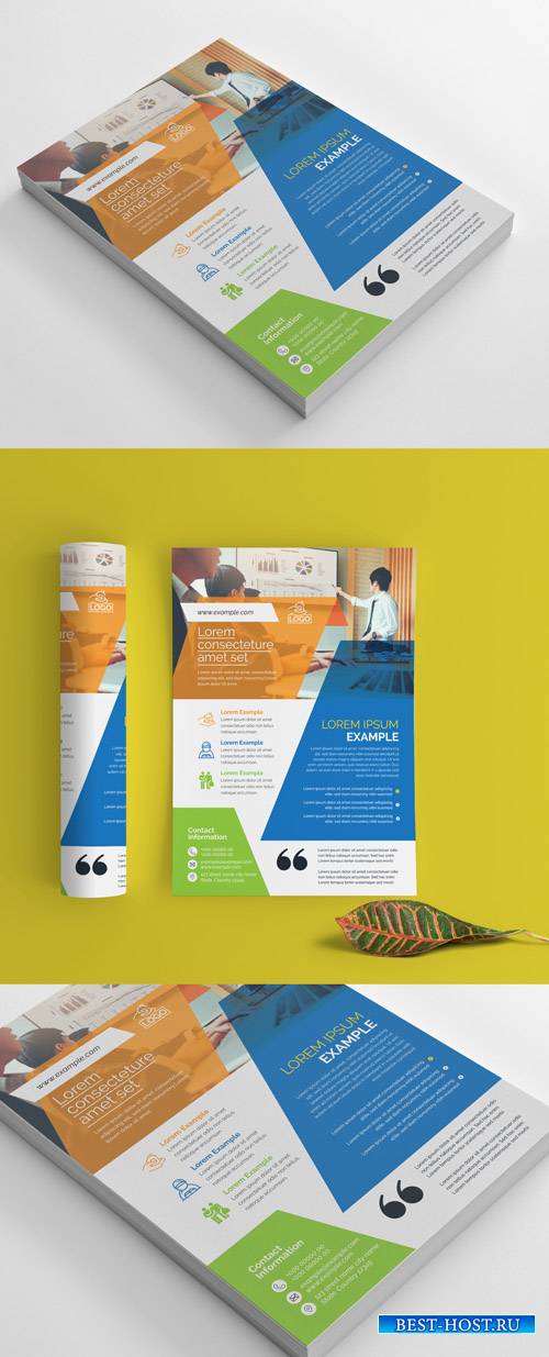 Corporate Flyer Layout with Multicolored Accents_266786817
