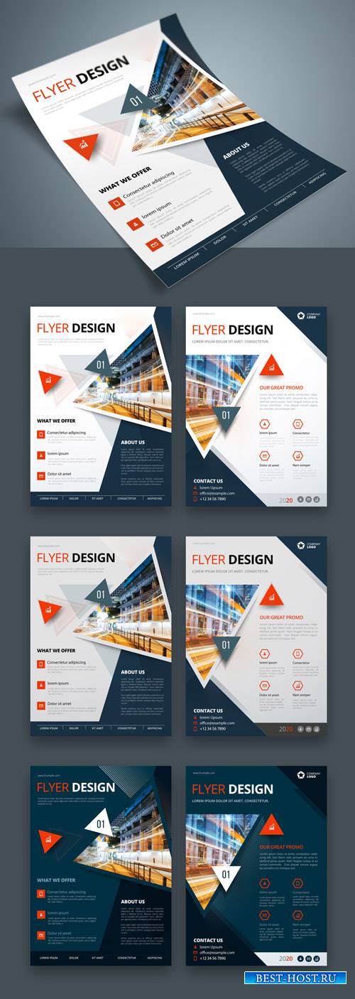 Colorful Business Flyer Layout with Triangle Elements_267840391