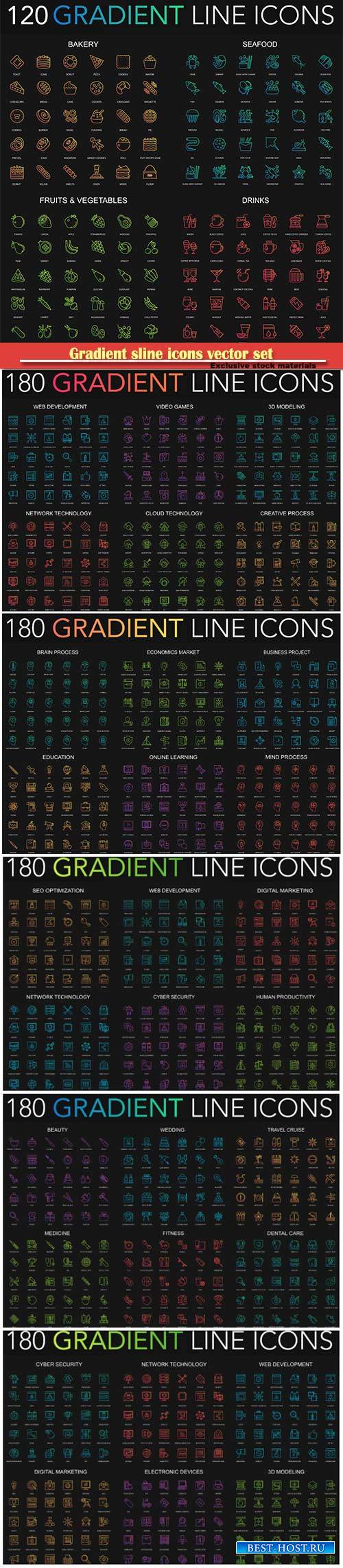 Gradient sline icons vector set