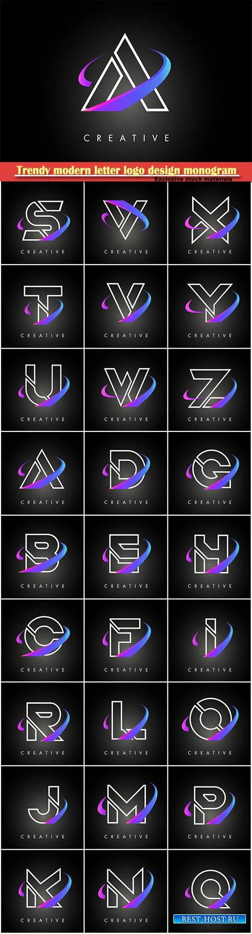 Trendy modern letter logo design monogram and creative swoosh