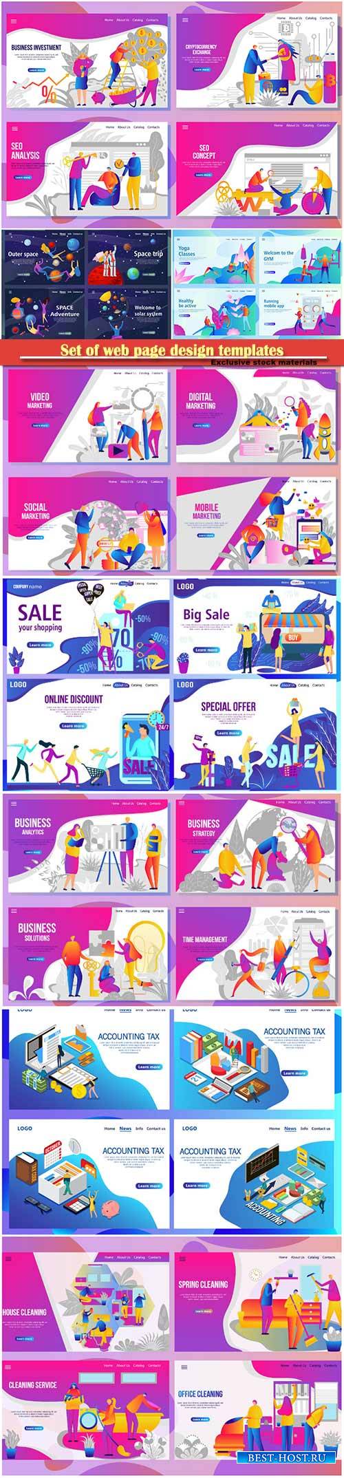 Set of web page design templates for business, vector illustration concepts ...