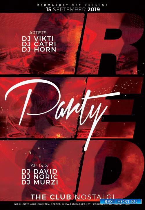 Red party - Premium flyer psd template