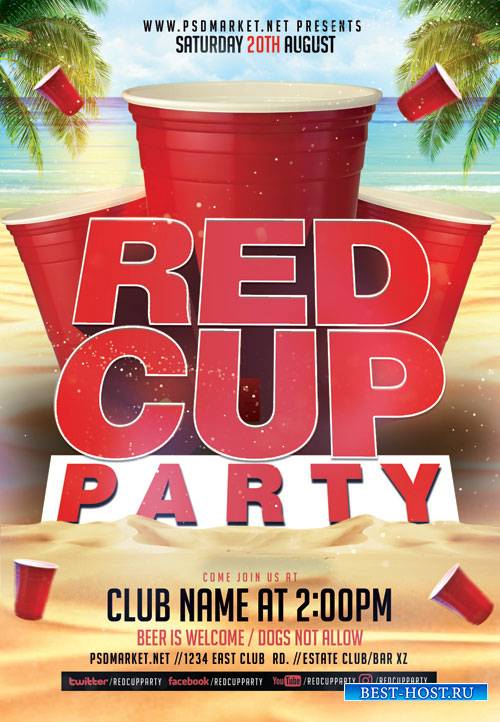 Red cup party - Premium flyer psd template