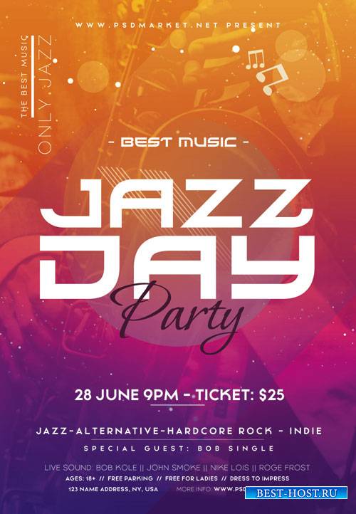Jazz day party - Premium flyer psd template