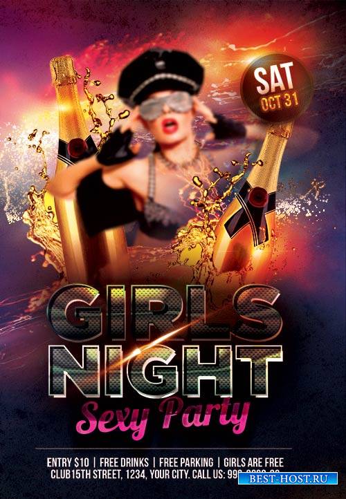 Girls Night sexy party psd flyer template