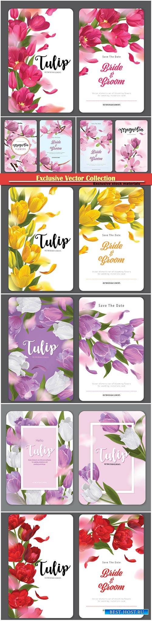 Vector elements set of flowers for wedding invitations card