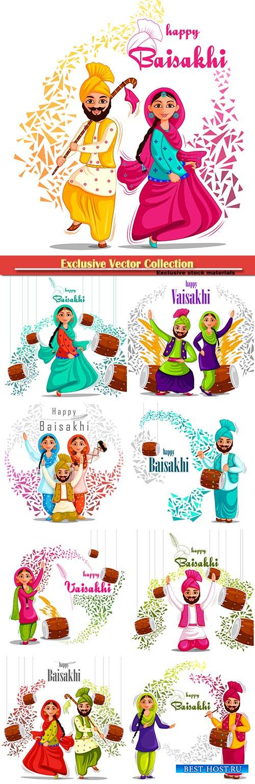 Greetings background for Punjabi New Year festival Vaisakhi celebrated in P ...