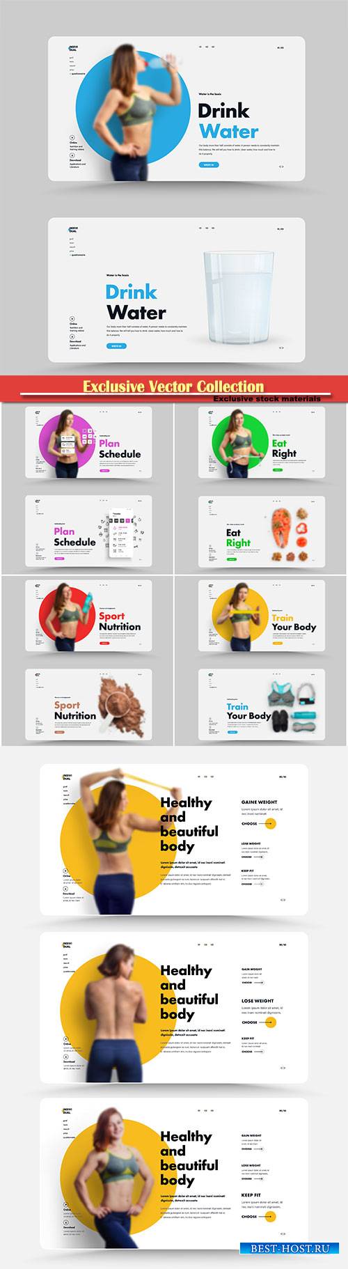 Design is the main page of the website for a sports trainer, nutritionist o ...