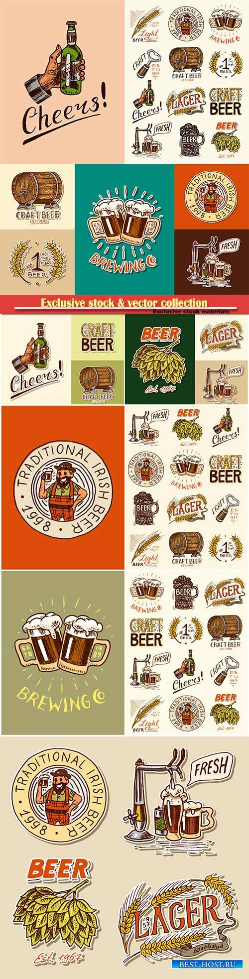 Beer vector stickers and labels