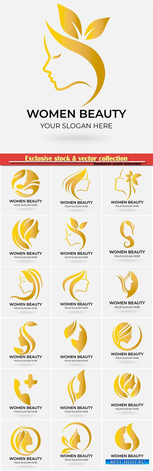 Beauty salon logo design set