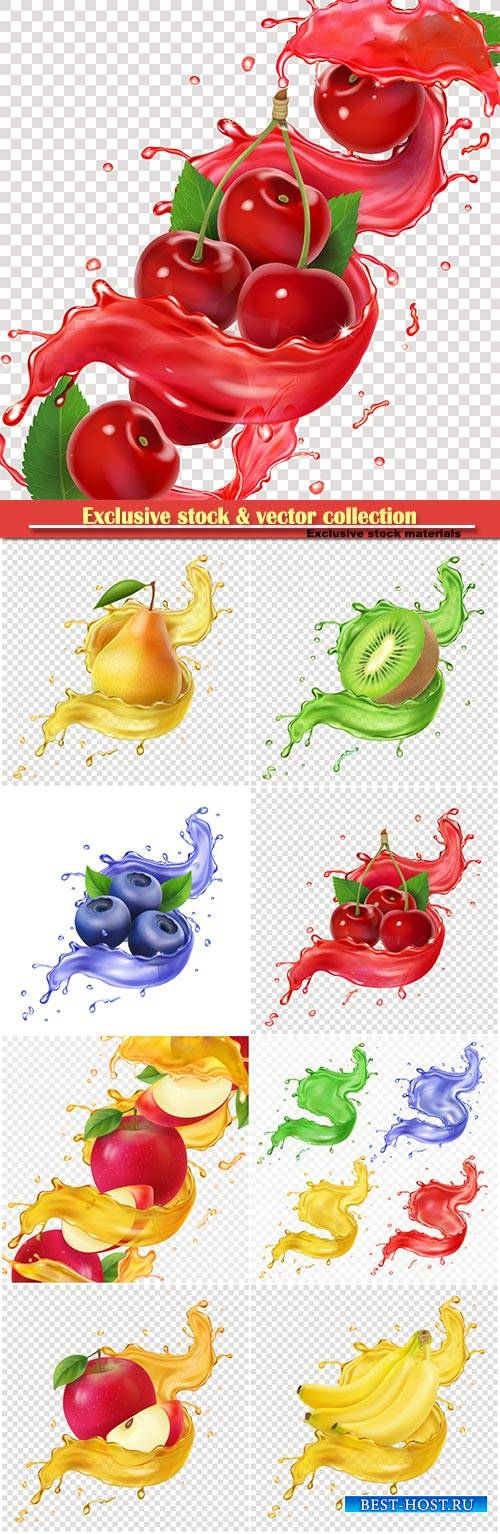 Fresh juice splash for advertising, 3d realistic vector illustration for pa ...