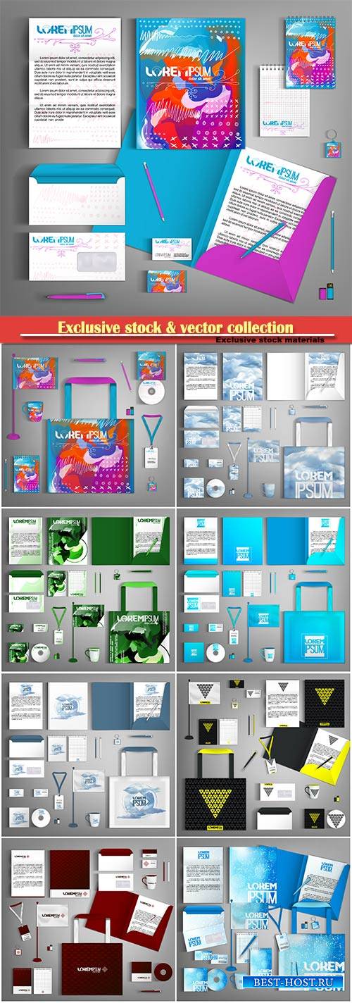 Corporate identity template design, vector business set stationery