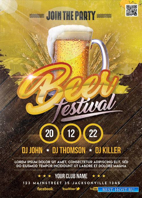 Beer Festival Flyer Template PSD