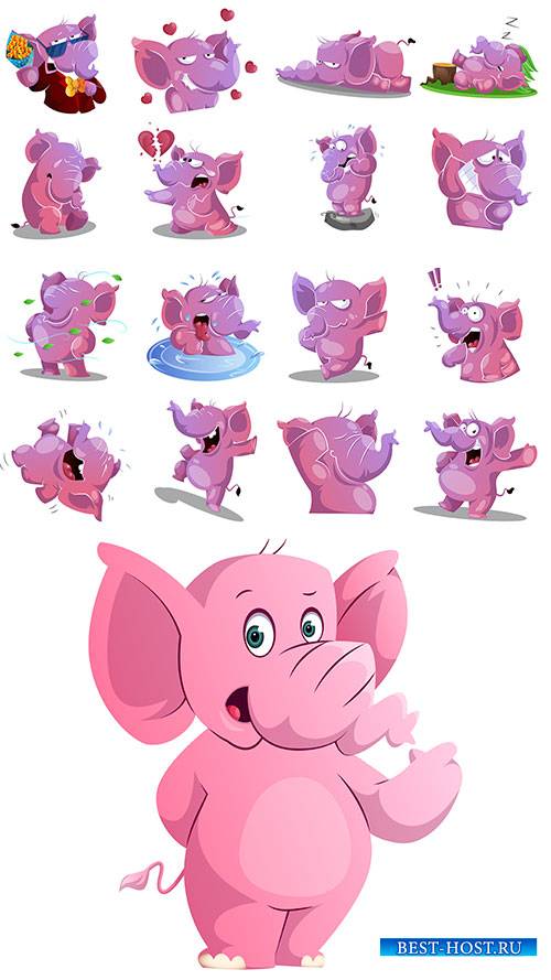 Слоники - Векторный клипарт / Elephants - Vector Graphics