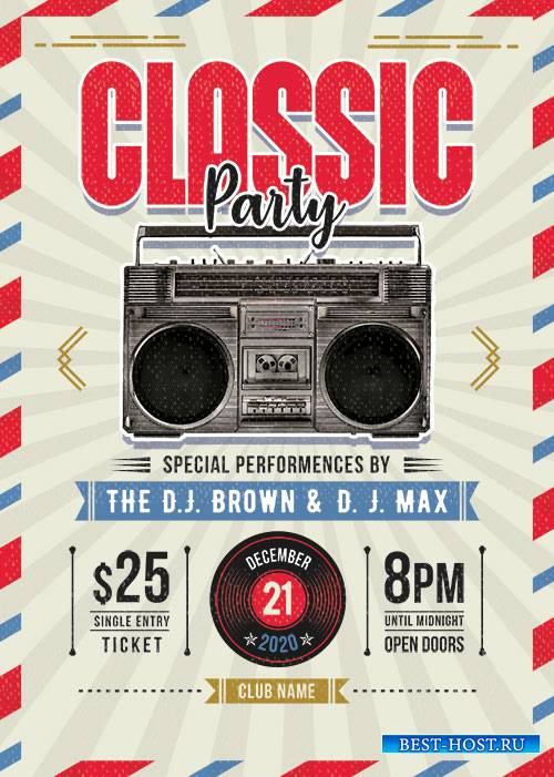 Retro Style Flyer Template PSD