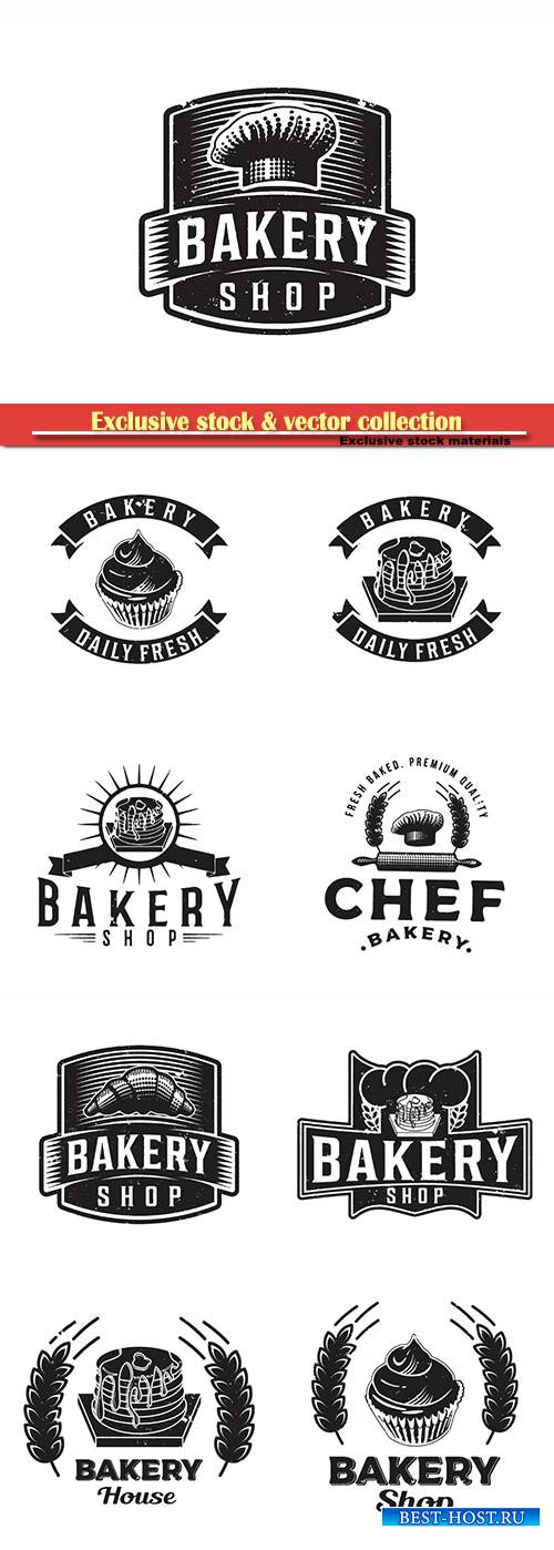 Vintage retro bakery emblem, logo design vector illustration