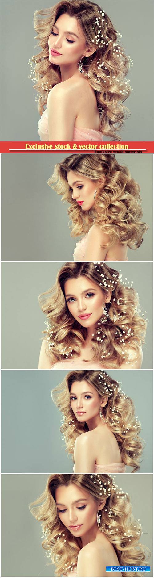 Attractive example of evening or wedding hairstyle and make up