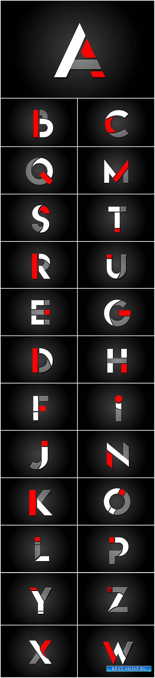 Red white black alphabet letter logo for company icon design