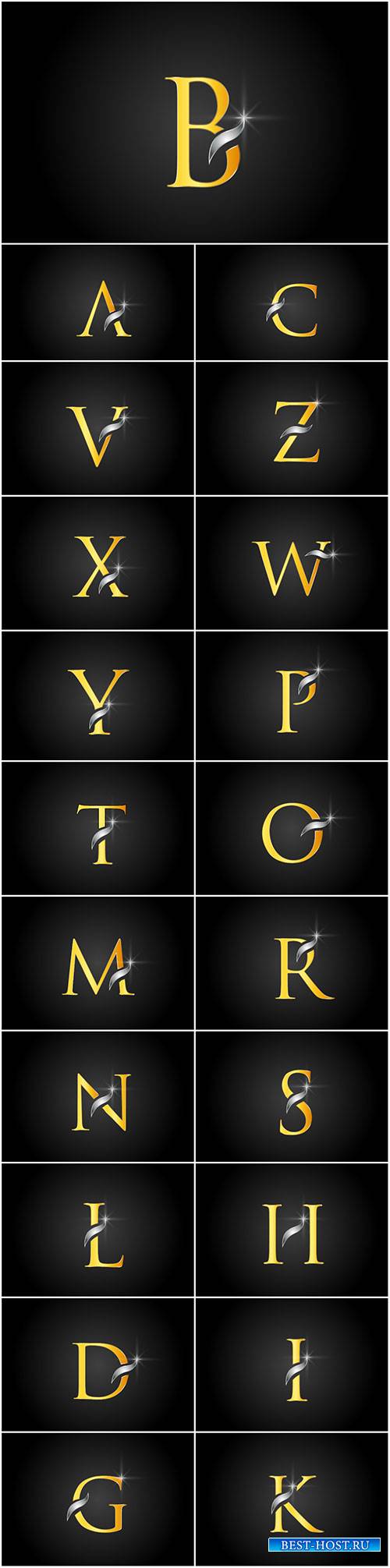 Yellow gold alphabet letter logo company icon design
