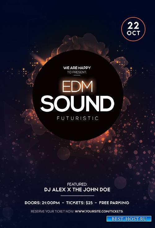 EDM Sound Futuristic PSD Flyer Template