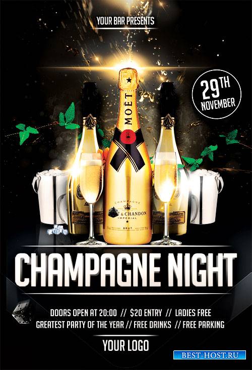 Champagne Night - Premium flyer psd template