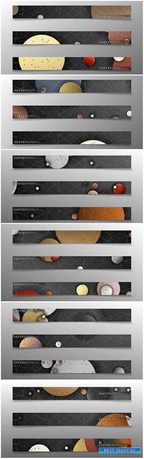 Banner collection, vector backgrounds with colorful circles. space banner