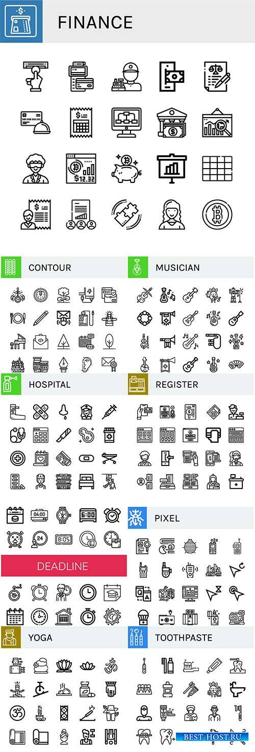 Set of vector icons concept illustration