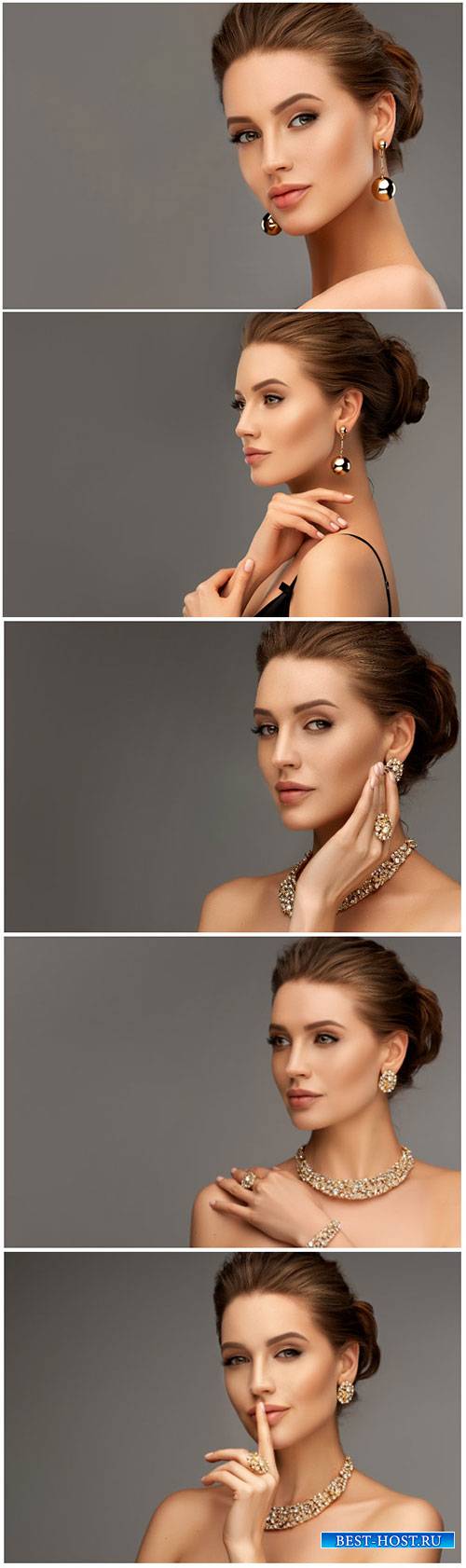 Fashionable and stylish woman in trendy jewelry big earrings