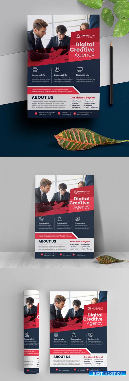 Corporate Flyer Layout with Red Accents 295382578