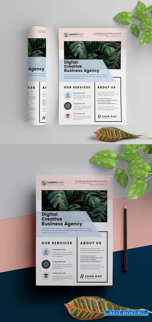 Corporate Flyer Layout with Pastel Elements 291965080