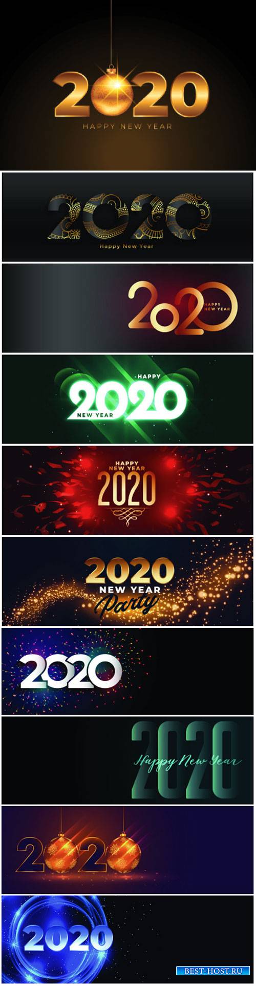 Happy new year 2020 golden background with christmas ball