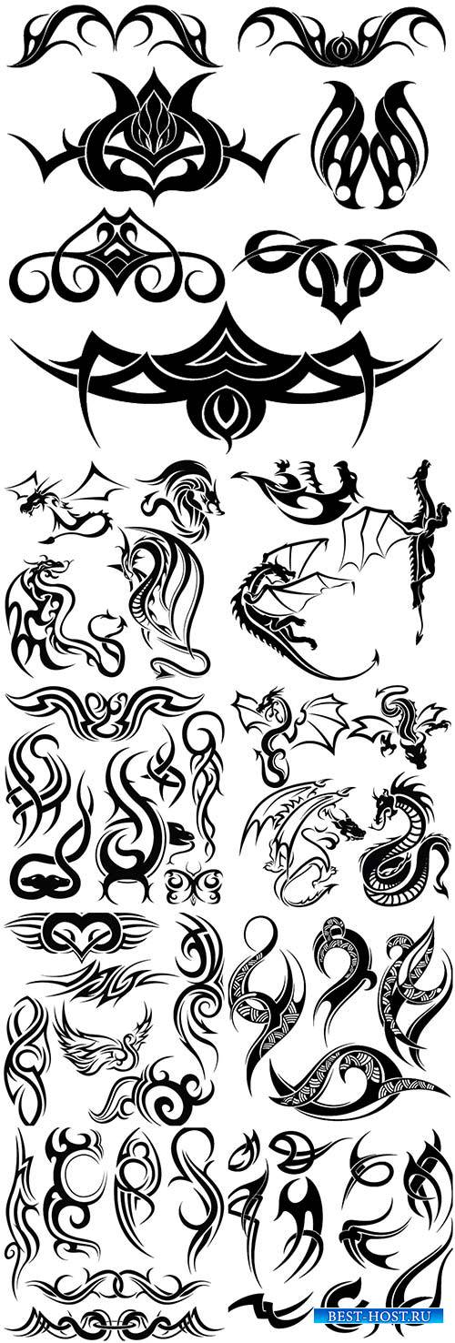 Tribal Tattoo Design Elements Set