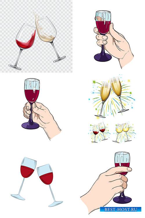 Бокалы с вином - Векторный клипарт / Wine glasses - Vector Graphics