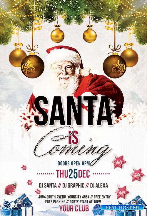 Santa is Coming - Premium flyer psd template