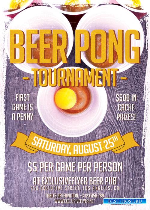 Beer pong tournament - Premium flyer psd template