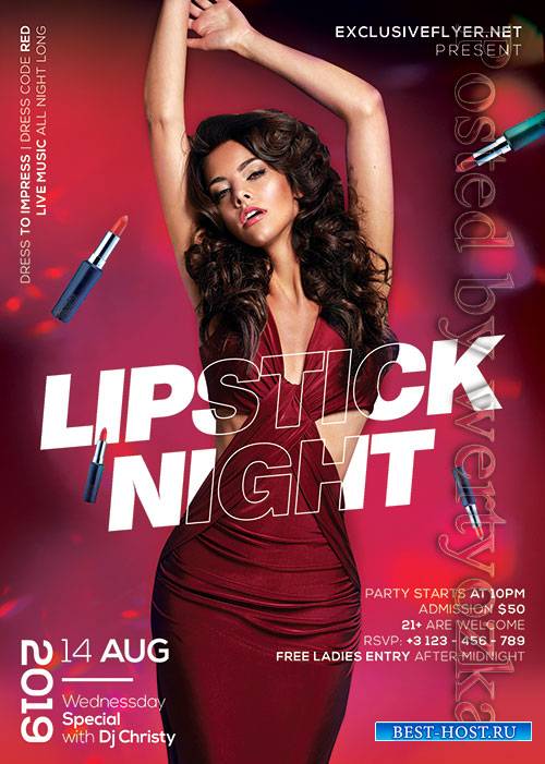 Lipstick night party - Premium flyer psd template