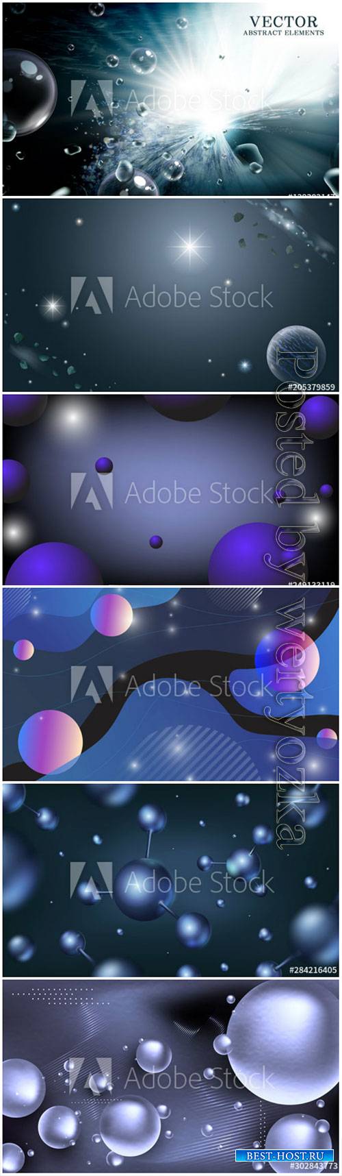 3D Abstract bubbles or geometric balls on vector background