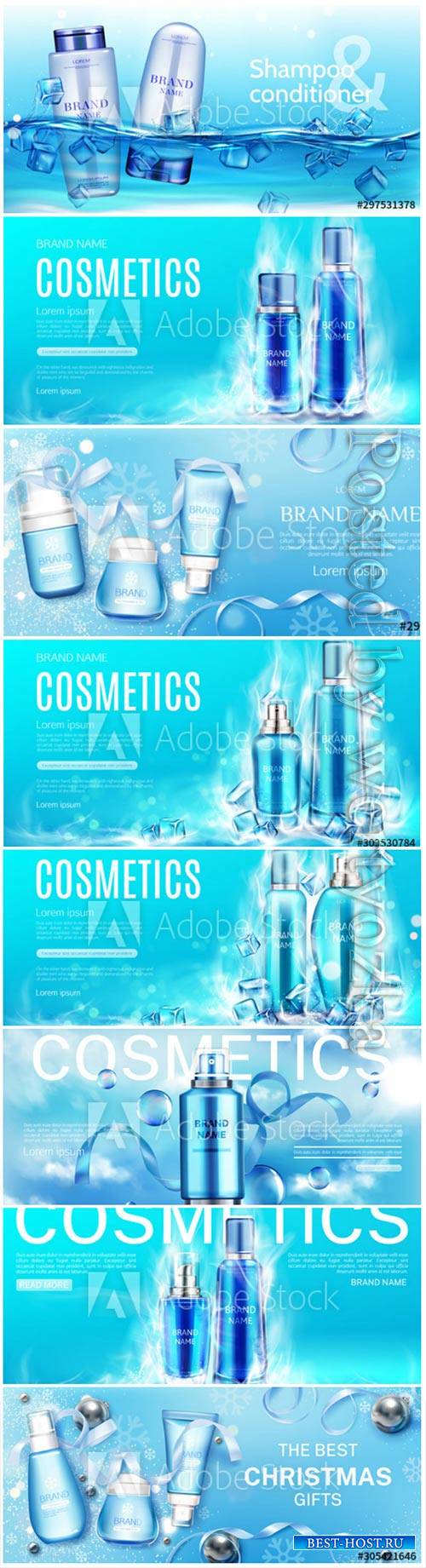 Beauty product cosmetic advertising promo poster realistic 3d vector