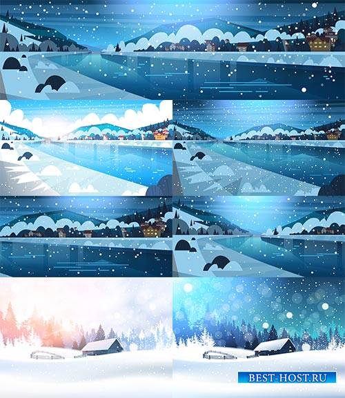 Зимние пейзажи в векторе / Winter landscapes in vector