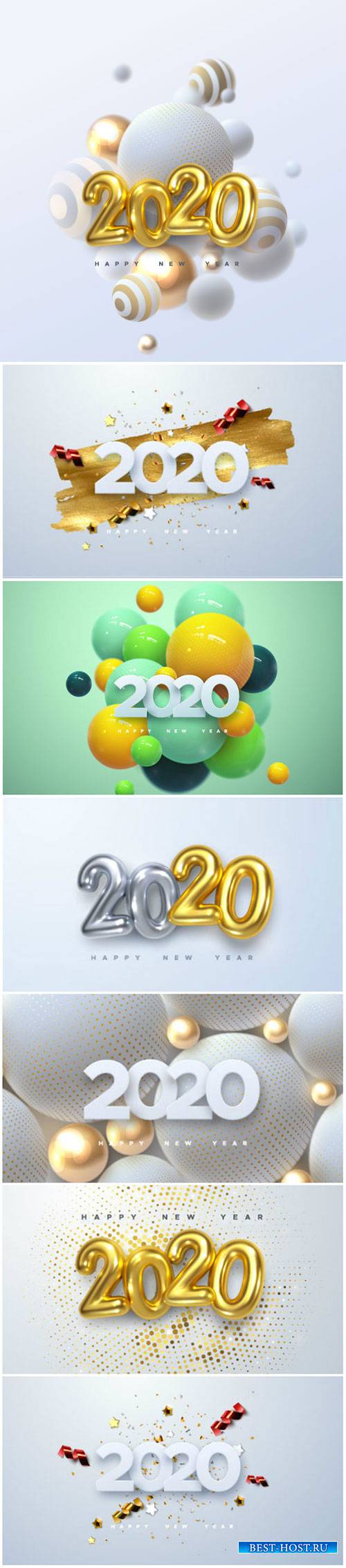 Happy New 2020 Year, holiday vector illustration of numbers 2020 # 3