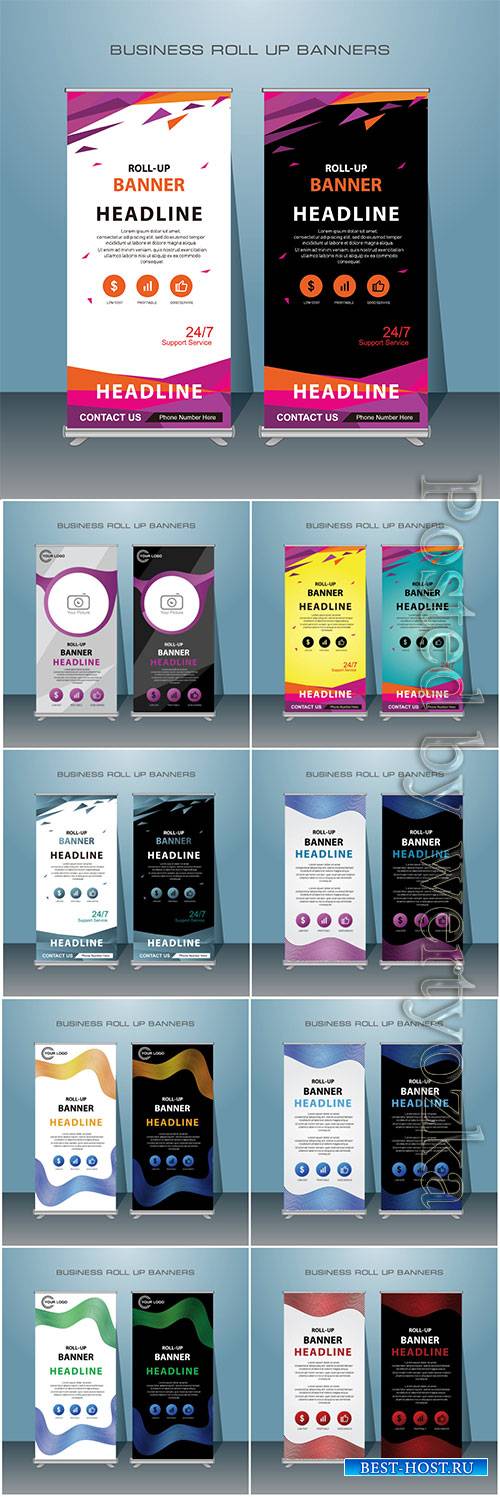 Business roll up banners in vector